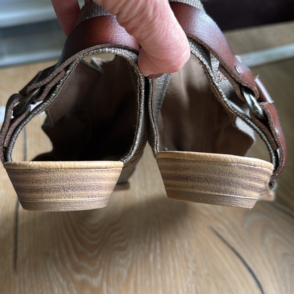 Blowfish Malibu Sandal Womens 8 1/2 canvas/Leather zip up Bohemian Beach casual - Picture 5 of 9